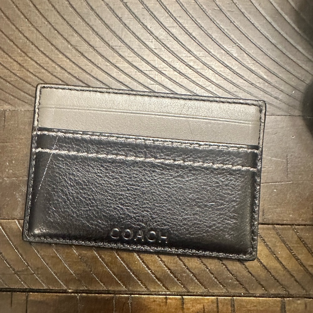 Coach Black and Gray Key Card Holder